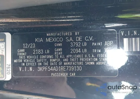 2024 Kia Forte Gt-Line from USA, damaged, VIN 3KPF54AD1RE739130